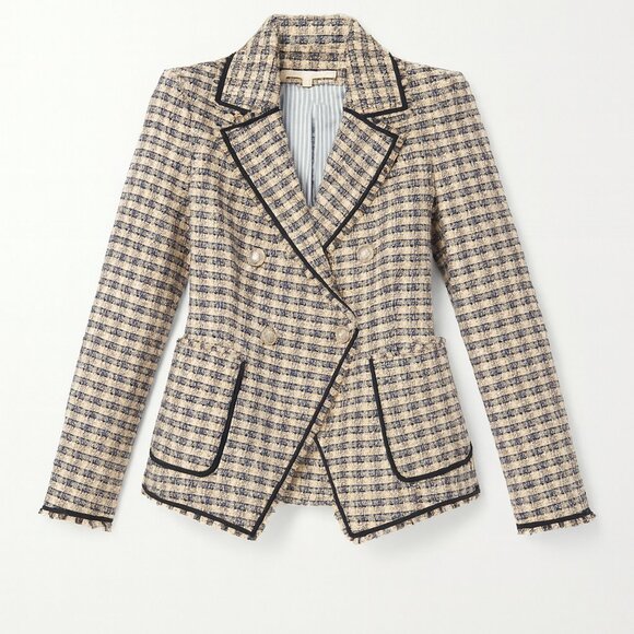 Veronica Beard Theron Tweed Blazer Navy Gold Button Double Breasted 10 NWOT - Picture 4 of 11